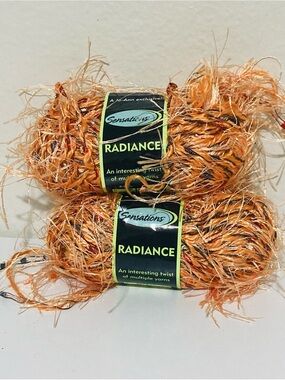 2 NWT Sensations Radiance Eyelash Yarn Radiance Orange Nylon, Acrylic, Polyester
